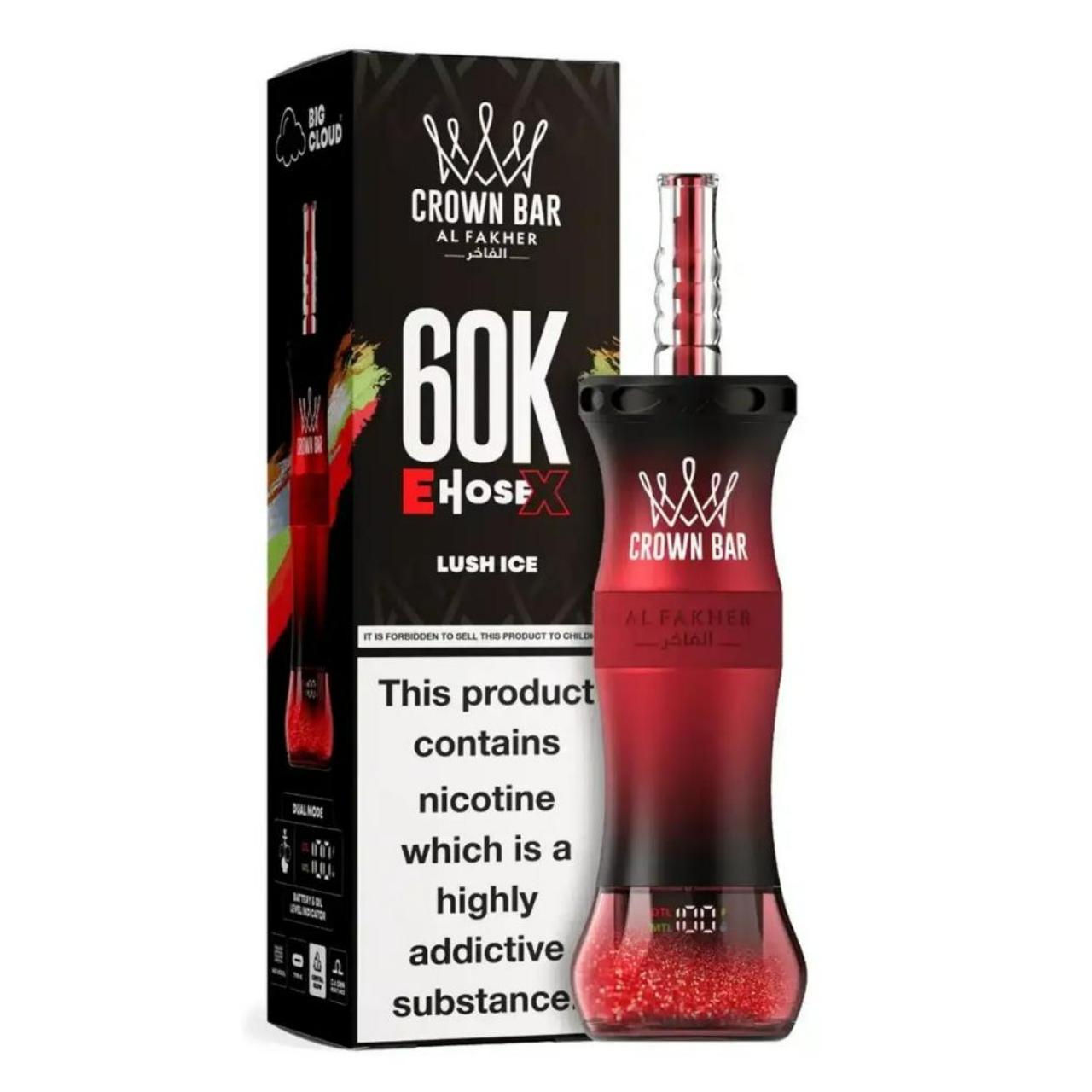 Al Fakher Crown Bar E Hose X 60K Puff Disposable Lush Ice Al Fakher Crown Bar E Hose X 60K Puff Disposable Lush Ice