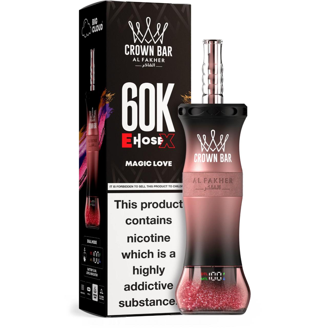 Al Fakher Crown Bar E Hose X 60K Puff Disposable Magic Love Al Fakher Crown Bar E Hose X 60K Puff Disposable Magic Love