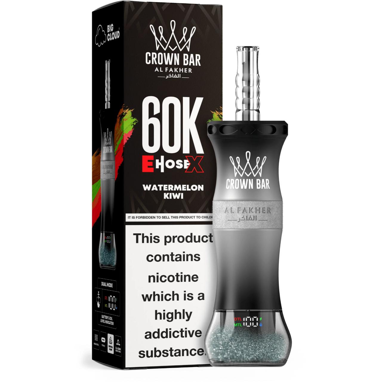 Al Fakher Crown Bar E Hose X 60K Puff Disposable Watermelon Kiwi Al Fakher Crown Bar E Hose X 60K Puff Disposable Watermelon Kiwi
