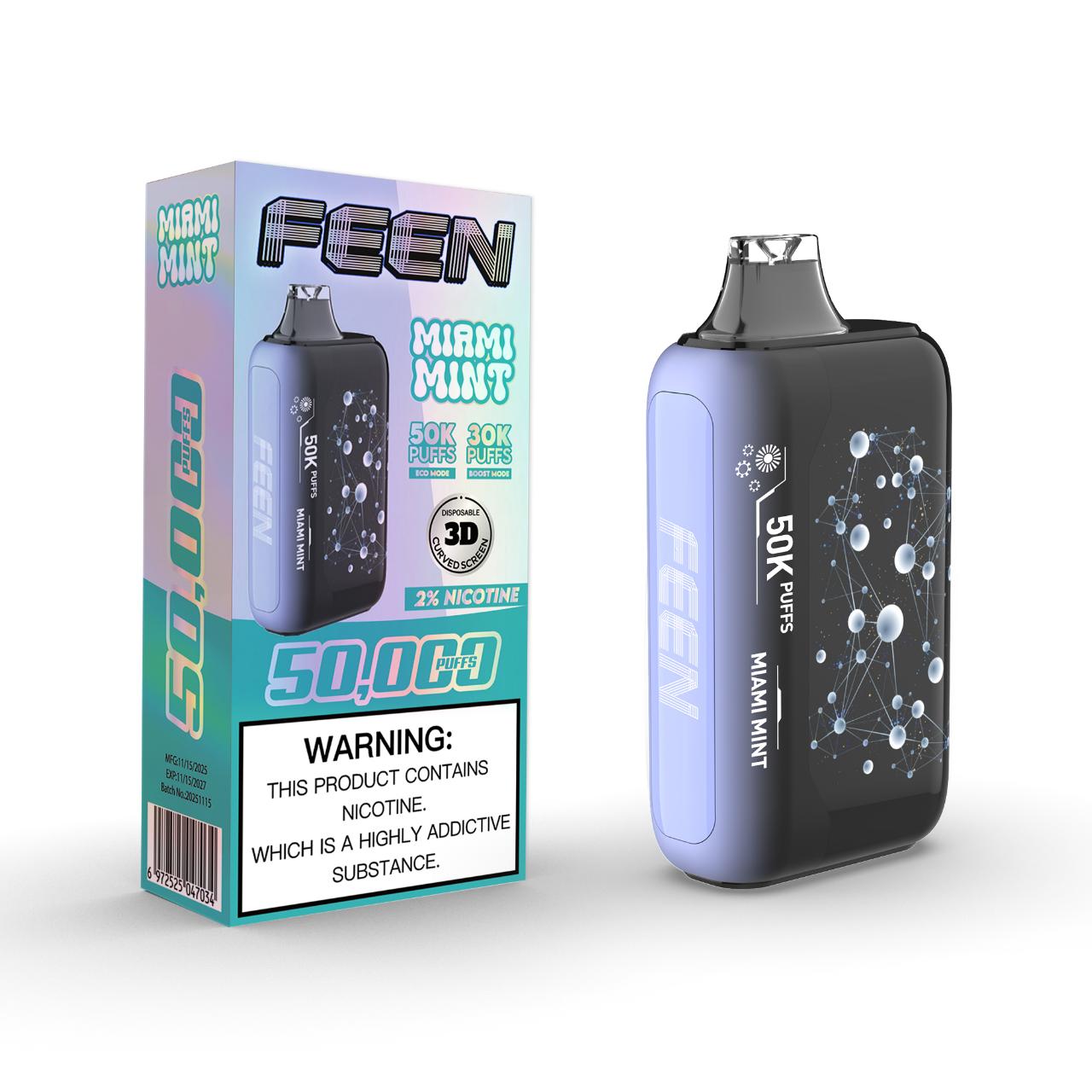 Feen 2% 50K Puff Disposable Miami mint Feen 2% 50K Puff Disposable Miami mint