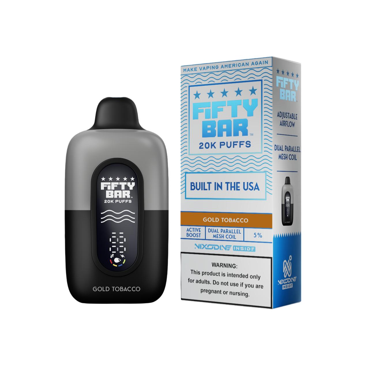 Fifty Bar Nixodine V2 20000 Puff Disposable Gold Tobacco Fifty Bar Nixodine V2 20000 Puff Disposable Gold Tobacco
