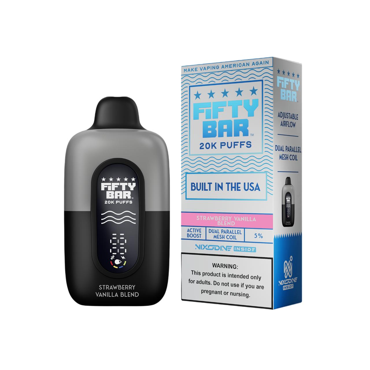 Fifty Bar Nixodine V2 20000 Puff Disposable Strawberry Vanilla Blend Fifty Bar Nixodine V2 20000 Puff Disposable Strawberry Vanilla Blend