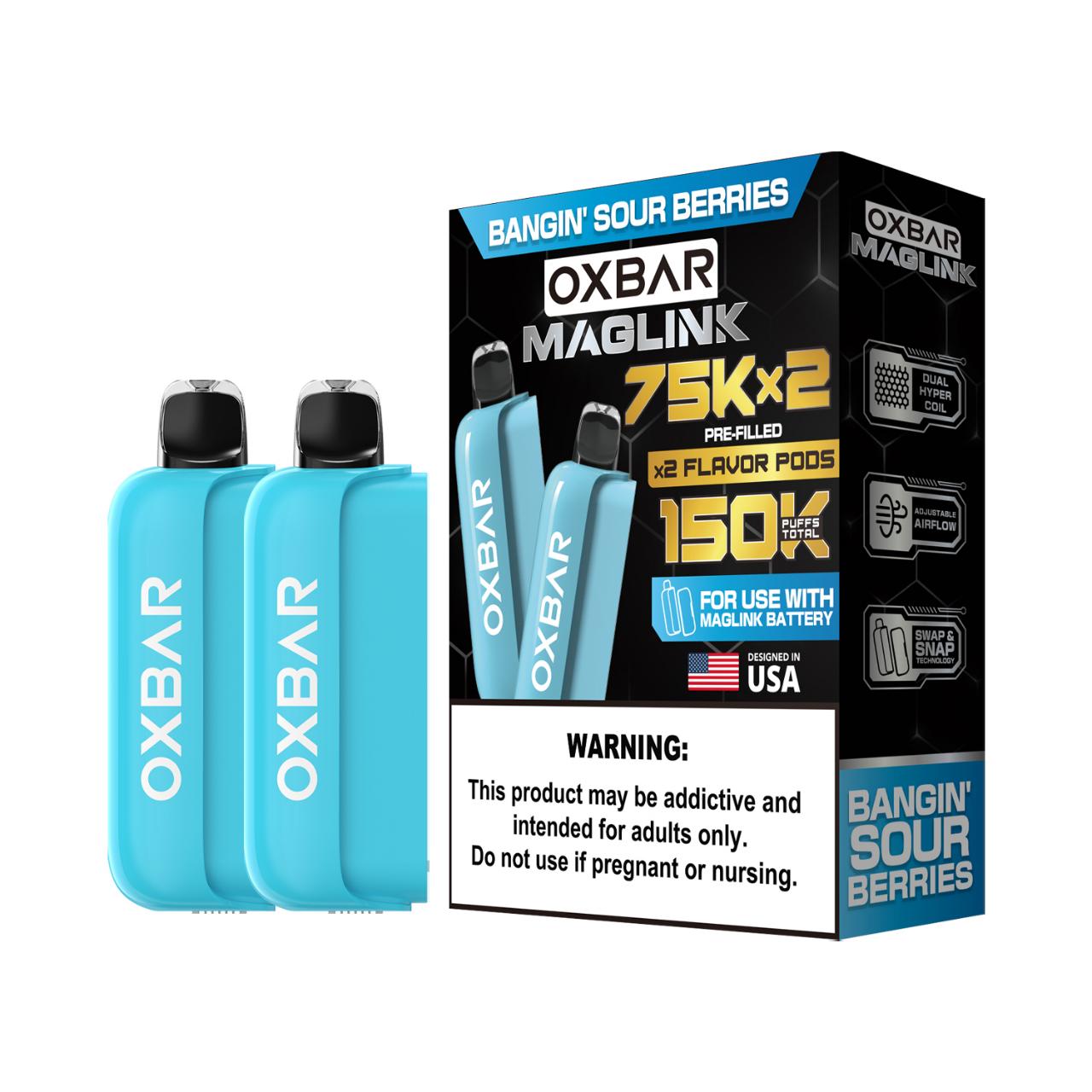 Oxbar Maglink Nixodine 75K Replacement Pod Cartridge - 2PK Bangin Sour Berries Oxbar Maglink Nixodine 75K Replacement Pod Cartridge - 2PK Bangin Sour Berries