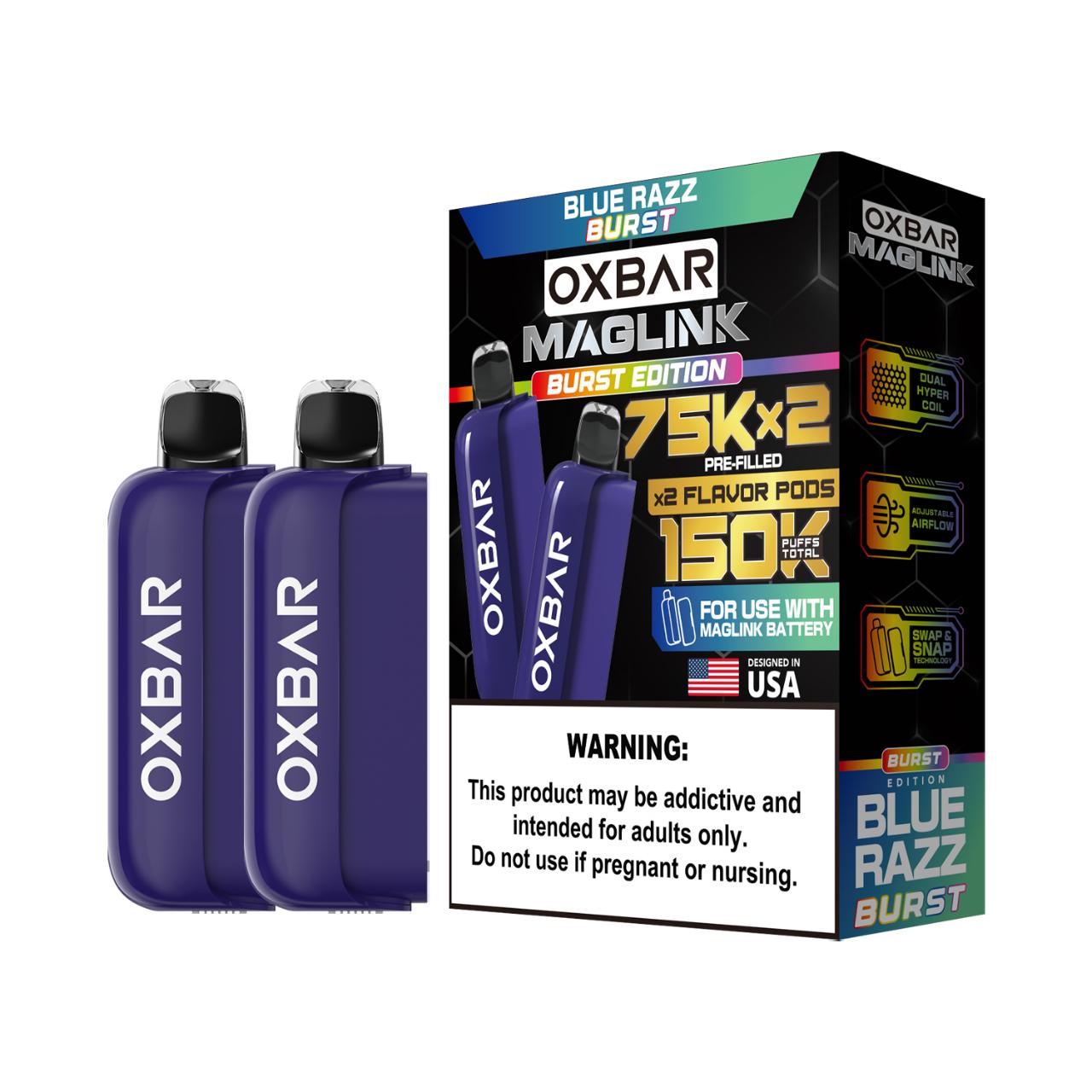 Oxbar Maglink Nixodine 75K Replacement Pod Cartridge - 2PK Blue Razz Burst Oxbar Maglink Nixodine 75K Replacement Pod Cartridge - 2PK Blue Razz Burst