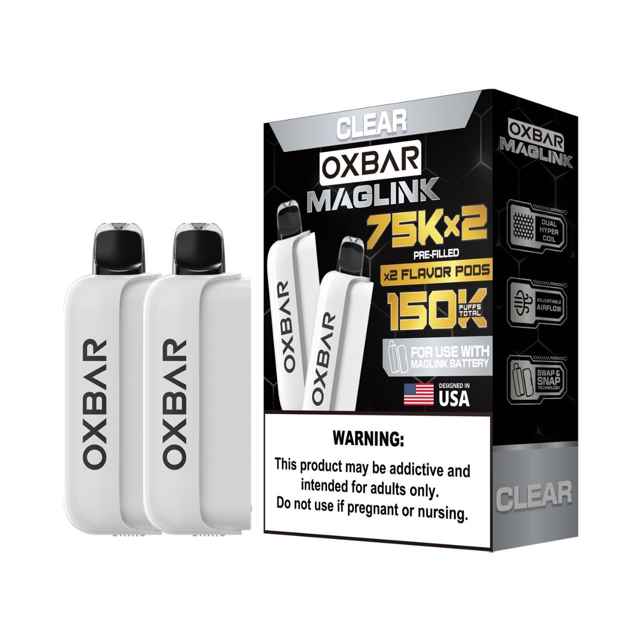 Oxbar Maglink Nixodine 75K Replacement Pod Cartridge - 2PK Clear Oxbar Maglink Nixodine 75K Replacement Pod Cartridge - 2PK Clear