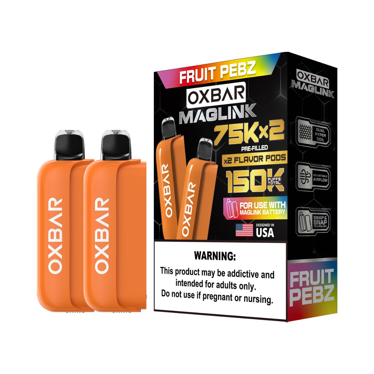 Oxbar Maglink Nixodine 75K Replacement Pod Cartridge - 2PK Fruit Pebz Oxbar Maglink Nixodine 75K Replacement Pod Cartridge - 2PK Fruit Pebz