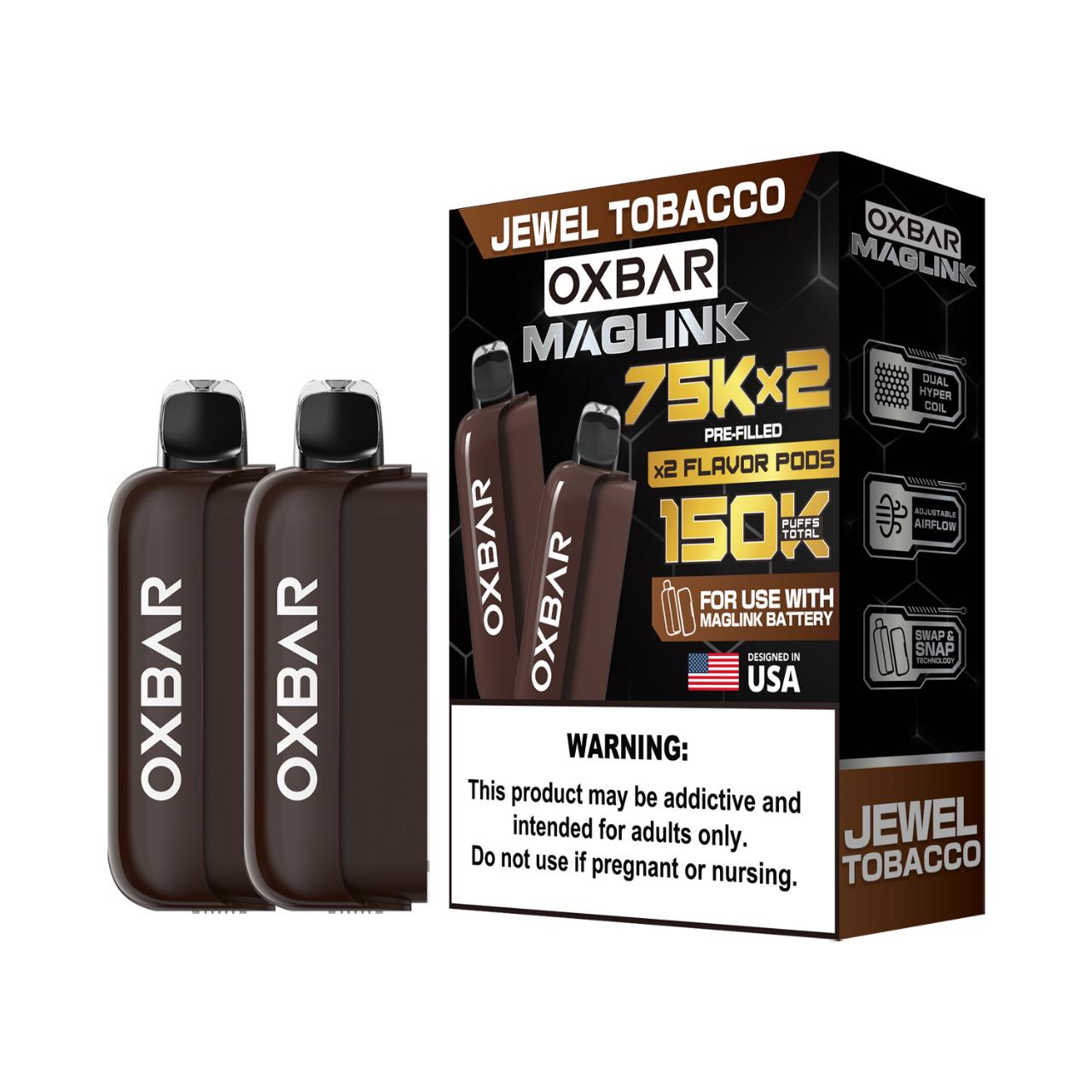 Oxbar Maglink Nixodine 75K Replacement Pod Cartridge - 2PK Jewel Tobacco Oxbar Maglink Nixodine 75K Replacement Pod Cartridge - 2PK Jewel Tobacco