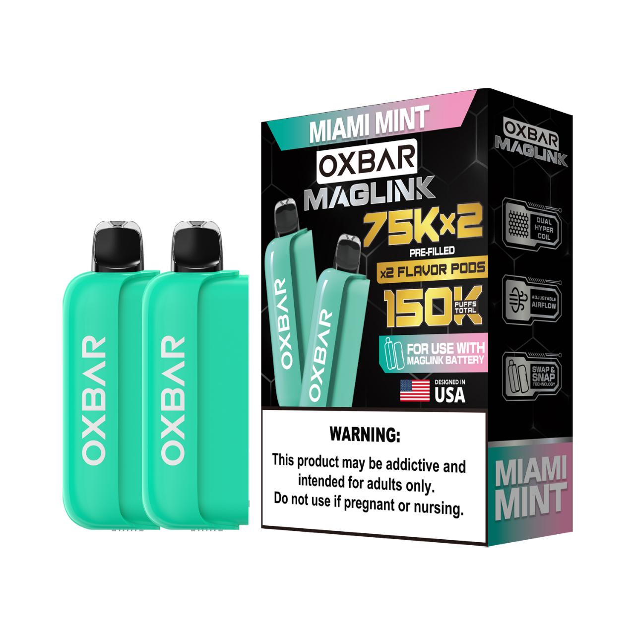 Oxbar Maglink Nixodine 75K Replacement Pod Cartridge - 2PK Miami Mint Oxbar Maglink Nixodine 75K Replacement Pod Cartridge - 2PK Miami Mint