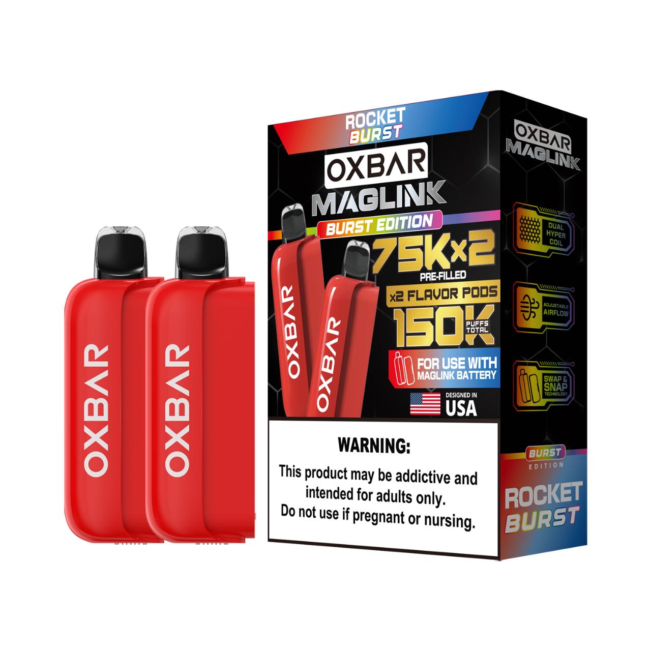 Oxbar Maglink Nixodine 75K Replacement Pod Cartridge - 2PK Rocket Burst Oxbar Maglink Nixodine 75K Replacement Pod Cartridge - 2PK Rocket Burst