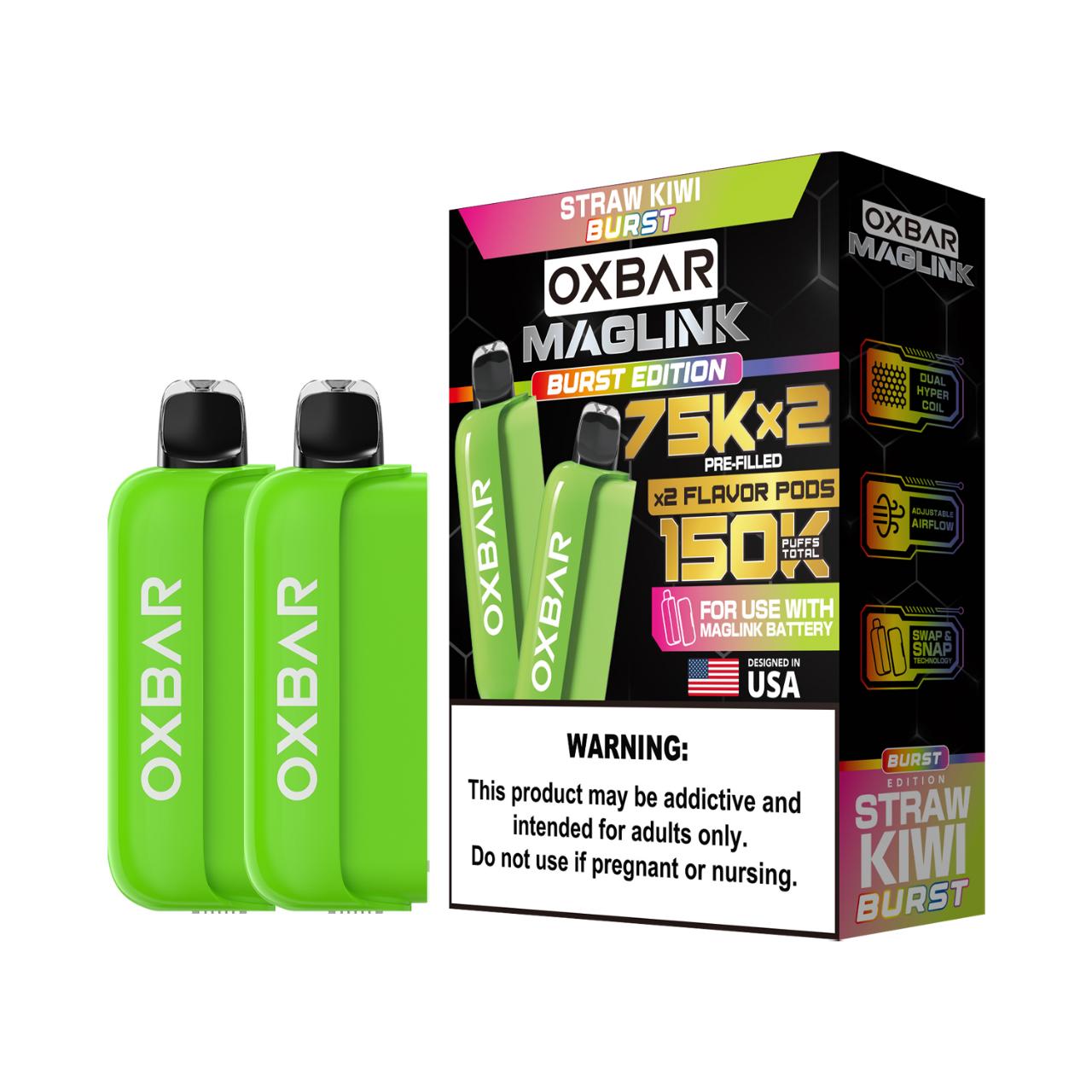 Oxbar Maglink Nixodine 75K Replacement Pod Cartridge - 2PK Straw Kiwi Burst Oxbar Maglink Nixodine 75K Replacement Pod Cartridge - 2PK Straw Kiwi Burst