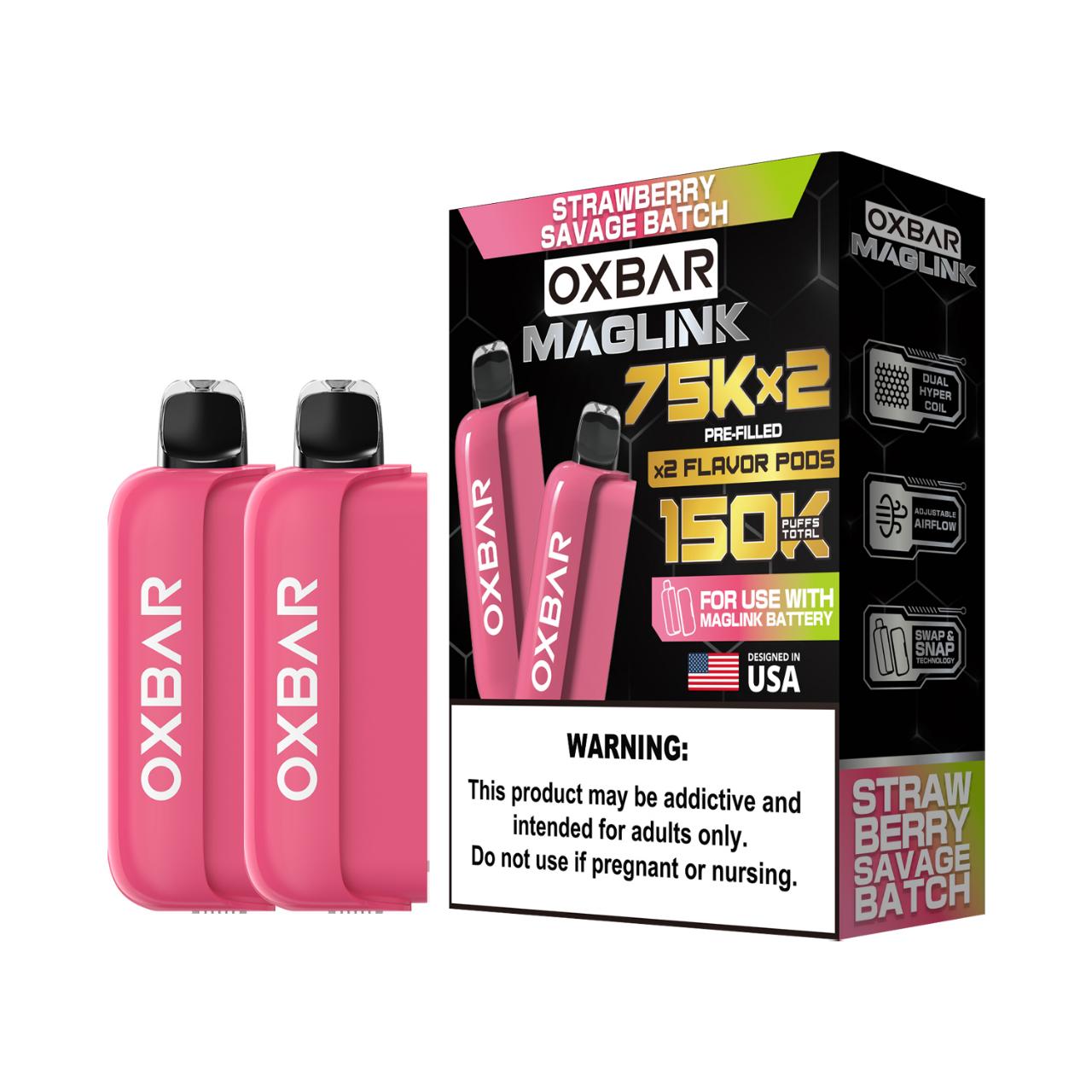 Oxbar Maglink Nixodine 75K Replacement Pod Cartridge - 2PK Strawberry Savage Batch Oxbar Maglink Nixodine 75K Replacement Pod Cartridge - 2PK Strawberry Savage Batch