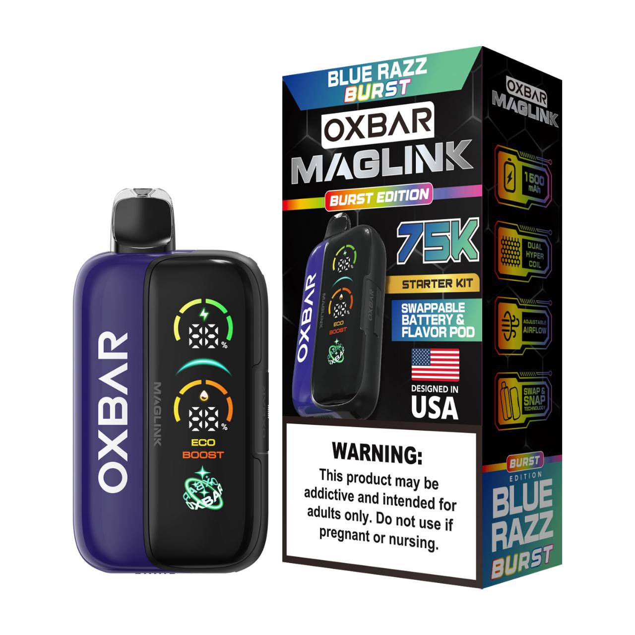 Oxbar Maglink Nixodine Kit 75K Puff Disposable Blue Razz Burst Oxbar Maglink Nixodine Kit 75K Puff Disposable Blue Razz Burst