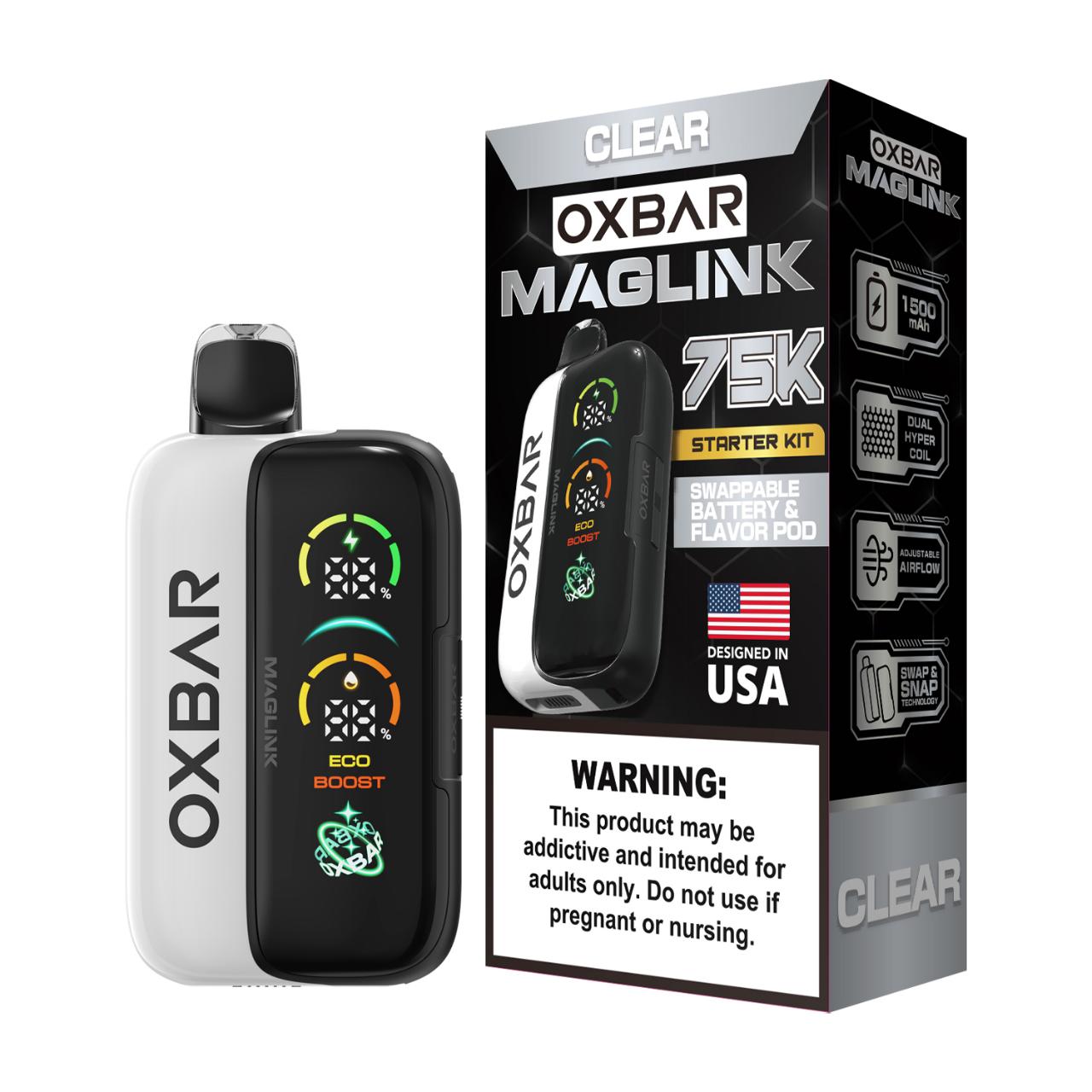 Oxbar Maglink Nixodine Kit 75K Puff Disposable Clear Oxbar Maglink Nixodine Kit 75K Puff Disposable Clear