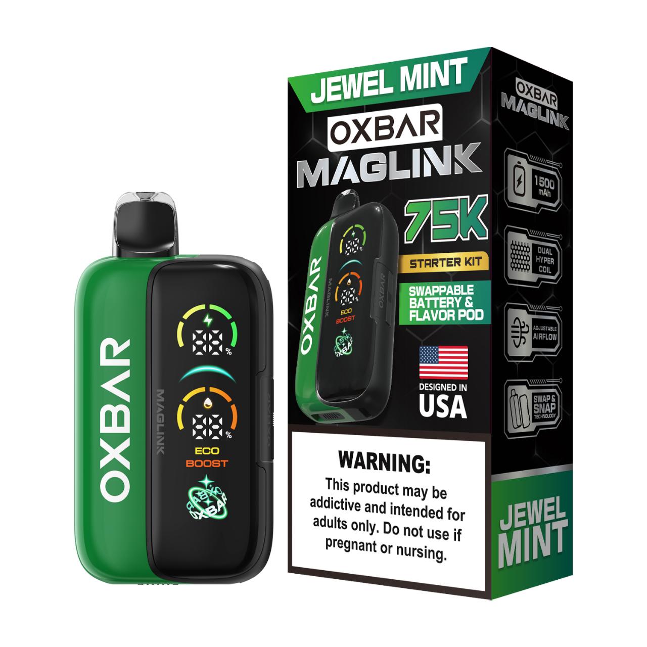 Oxbar Maglink Nixodine Kit 75K Puff Disposable Jewel Mint Oxbar Maglink Nixodine Kit 75K Puff Disposable Jewel Mint