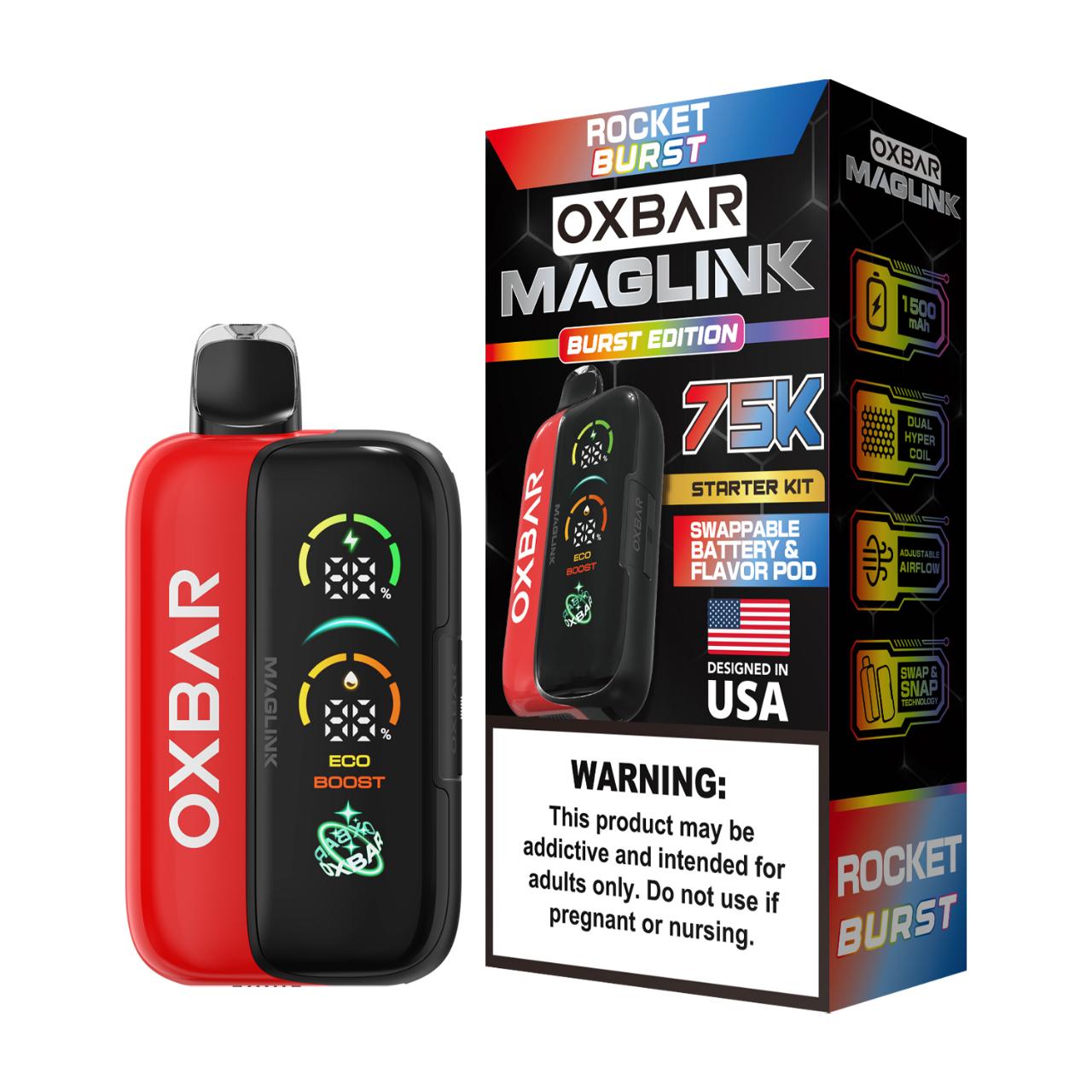 Oxbar Maglink Nixodine Kit 75K Puff Disposable Rocket Burst Oxbar Maglink Nixodine Kit 75K Puff Disposable Rocket Burst