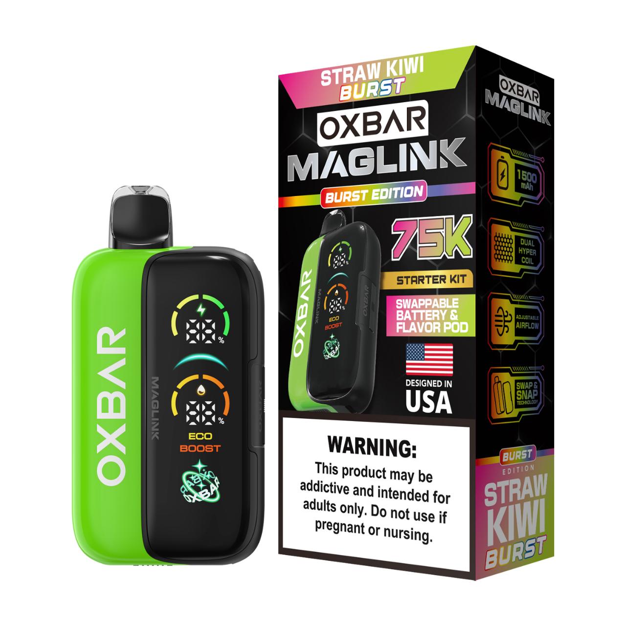 Oxbar Maglink Nixodine Kit 75K Puff Disposable Straw Kiwi Burst Oxbar Maglink Nixodine Kit 75K Puff Disposable Straw Kiwi Burst