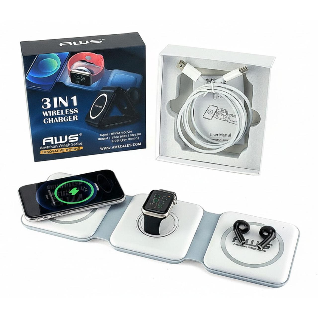 AWS 3-IN-1 WIRELESS CHARGER - WHITE AWS 3-IN-1 WIRELESS CHARGER - WHITE