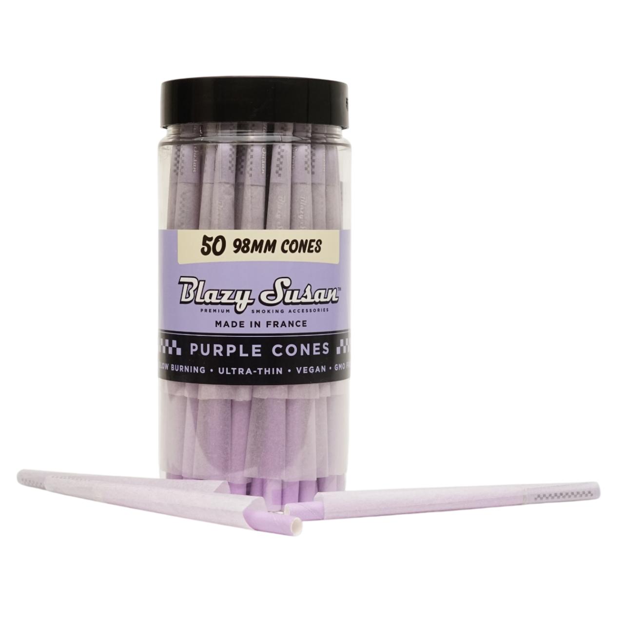 BLAZY SUSAN CONES - 98MM PURPLE JAR- 50COUNT BLAZY SUSAN CONES - 98MM PURPLE JAR- 50COUNT