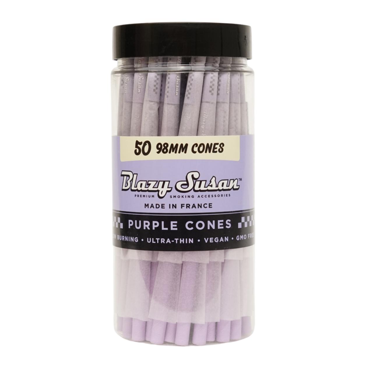 BLAZY SUSAN CONES - 98MM PURPLE JAR- 50CT BLAZY SUSAN CONES - 98MM PURPLE JAR- 50CT