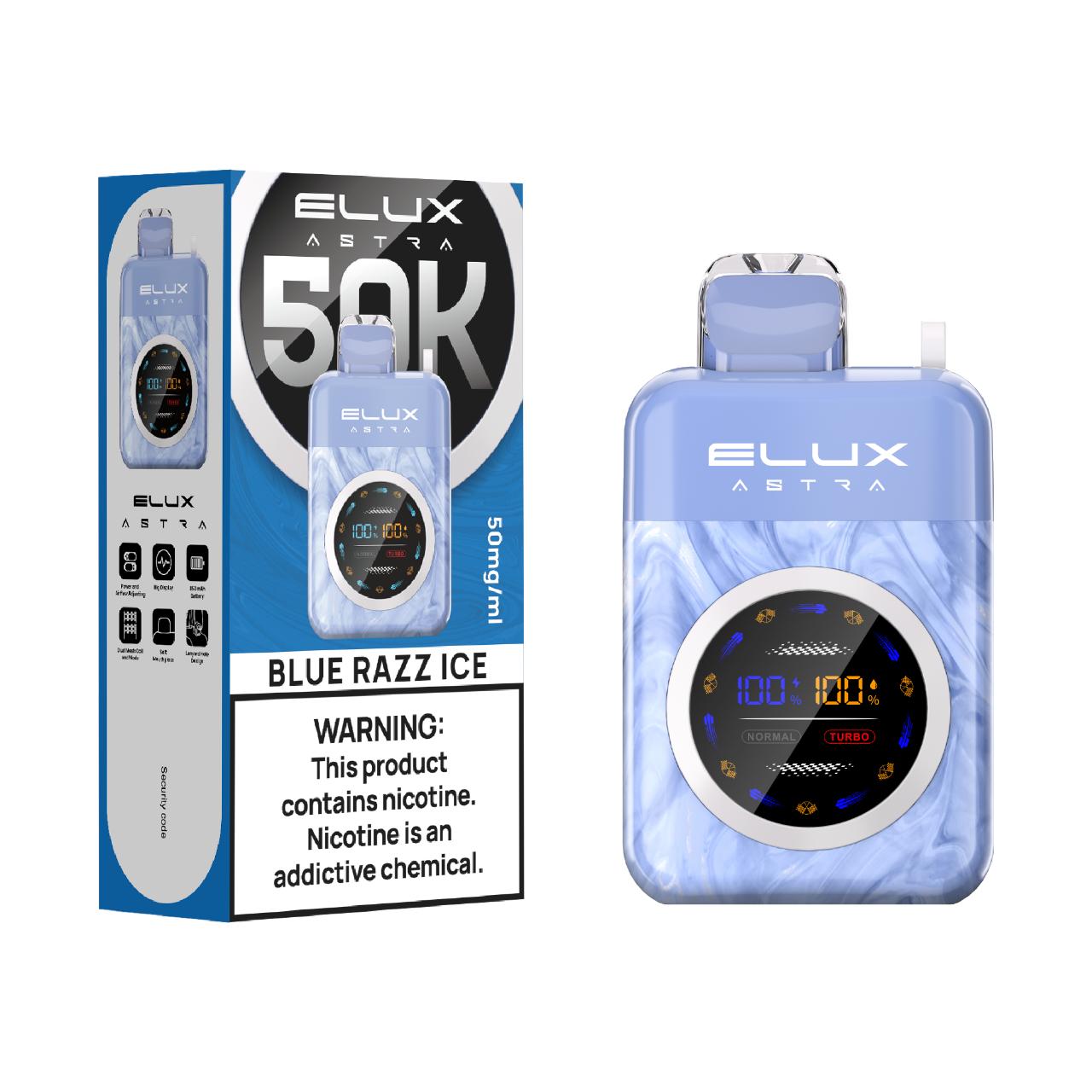 Elux Astra 50K Puff Disposable Blue Razz Ice Elux Astra 50K Puff Disposable Blue Razz Ice
