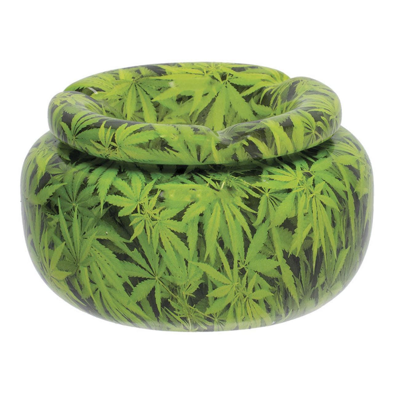 FUJIMA ASHTRAY GREEN LEAVES MOROCCAN CERAMIC - A280 FUJIMA ASHTRAY GREEN LEAVES MOROCCAN CERAMIC - A280