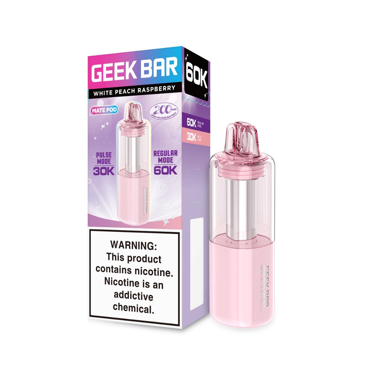 Geek Bar Mate 60K Puff Disposable Replacement Pod - 1PK White Peach Raspberry Geek Bar Mate 60K Puff Disposable Replacement Pod - 1PK White Peach Raspberry