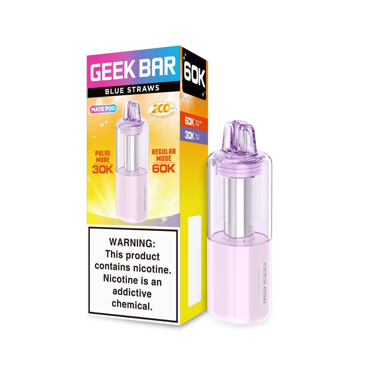 Geek Bar Mate 60K Puff Disposable Replacement Pod Cartridge-Blue Straws Geek Bar Mate 60K Puff Disposable Replacement Pod Cartridge-Blue Straws