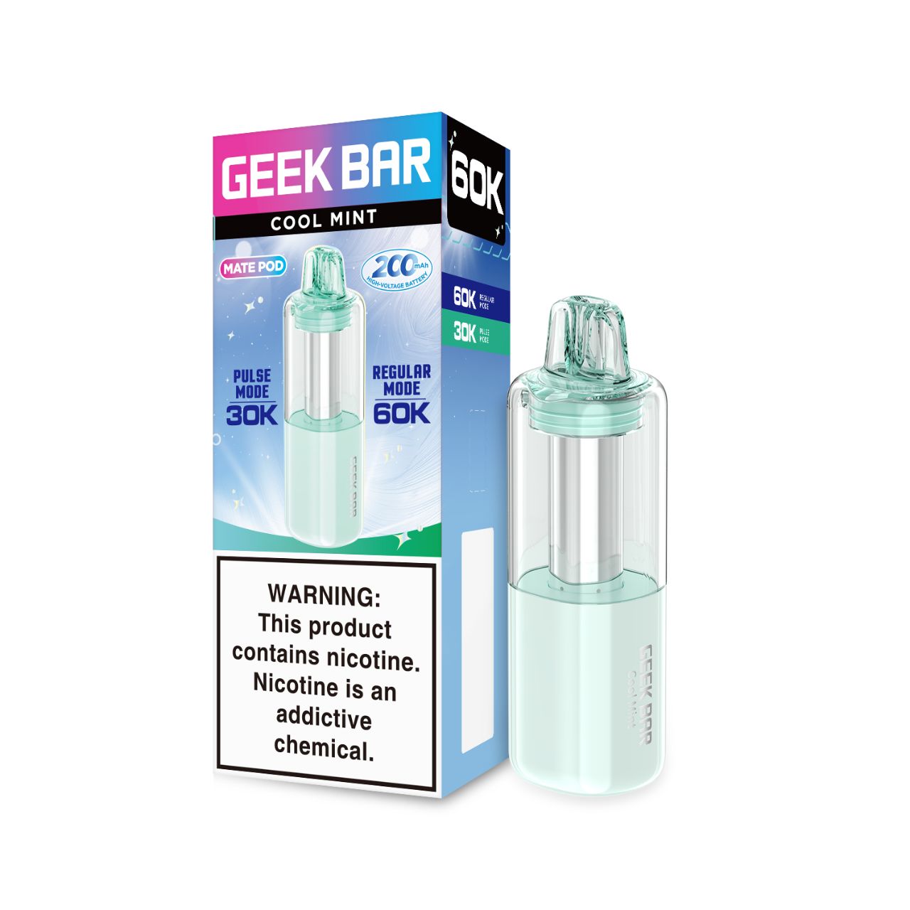 Geek Bar Mate 60K Puff Disposable Replacement Pod Cartridge-Cool Mint Geek Bar Mate 60K Puff Disposable Replacement Pod Cartridge-Cool Mint