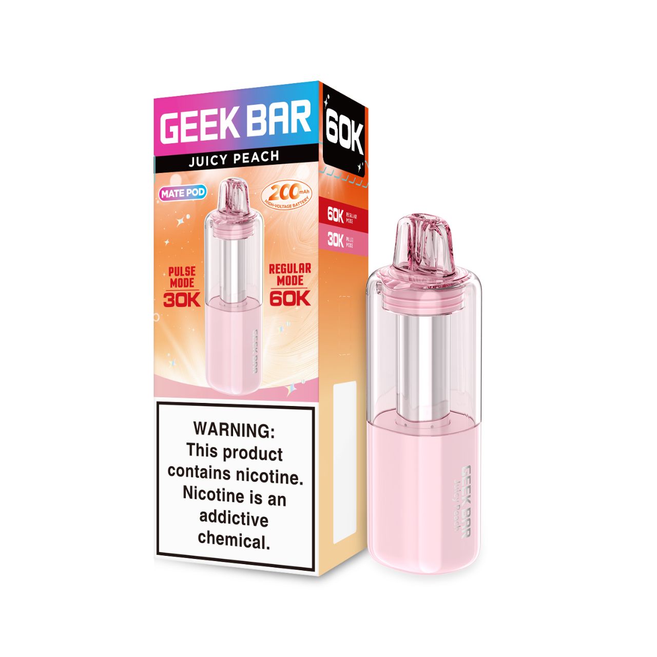 Geek Bar Mate 60K Puff Disposable Replacement Pod Cartridge-Juicy Peach Geek Bar Mate 60K Puff Disposable Replacement Pod Cartridge-Juicy Peach