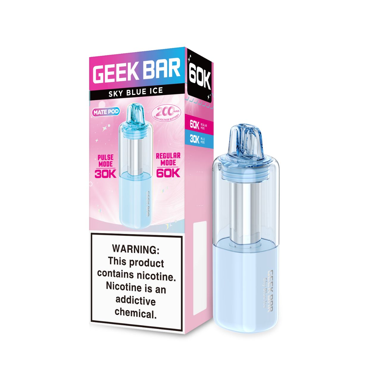 Geek Bar Mate 60K Puff Disposable Replacement Pod Cartridge-Sky Blue Ice Geek Bar Mate 60K Puff Disposable Replacement Pod Cartridge-Sky Blue Ice