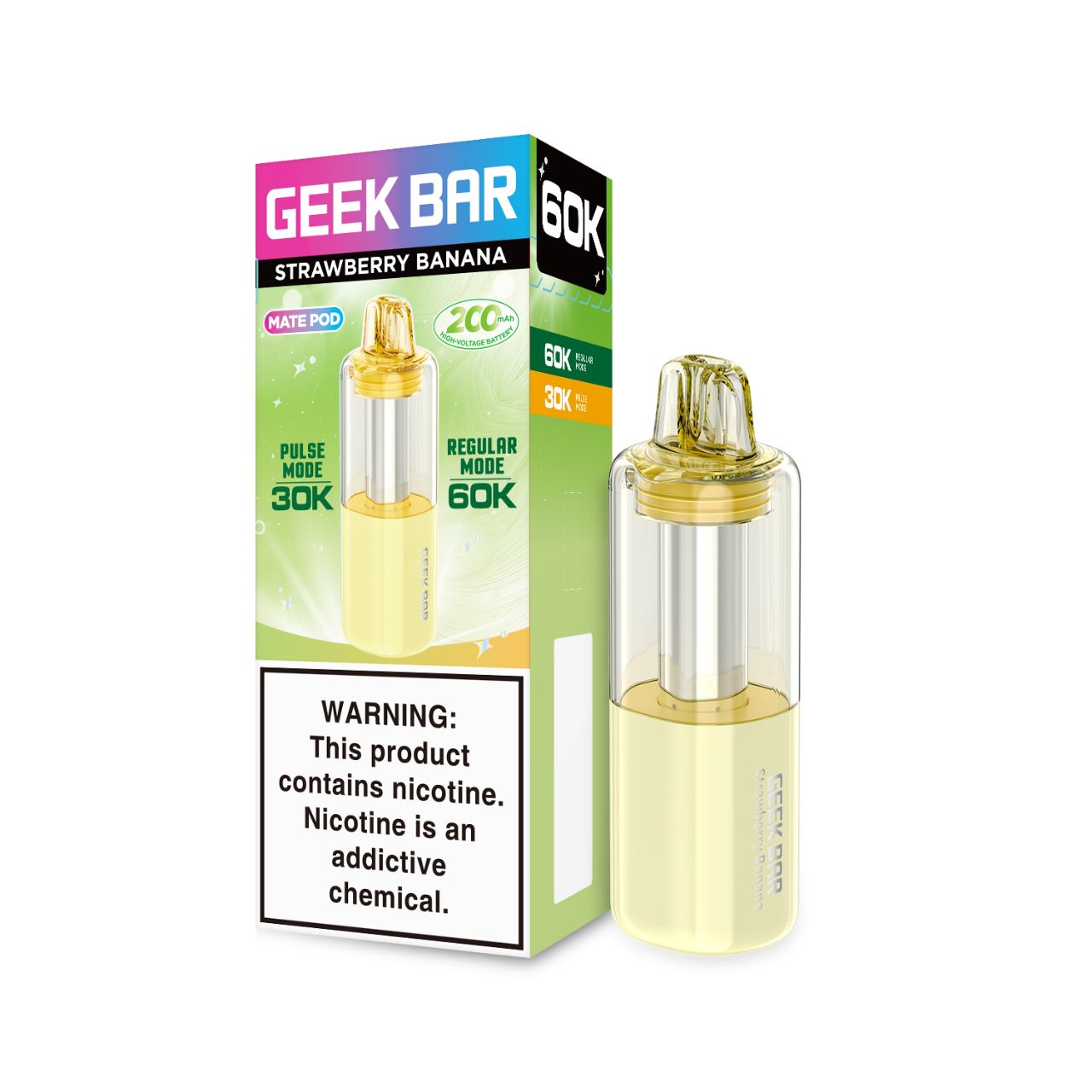 Geek Bar Mate 60K Puff Disposable Replacement Pod Cartridge-Strawberry Banana Geek Bar Mate 60K Puff Disposable Replacement Pod Cartridge-Strawberry Banana