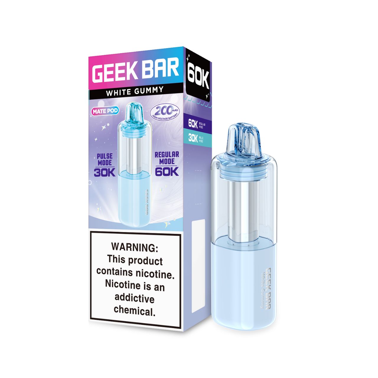 Geek Bar Mate 60K Puff Disposable Replacement Pod Cartridge-White Gummy Geek Bar Mate 60K Puff Disposable Replacement Pod Cartridge-White Gummy