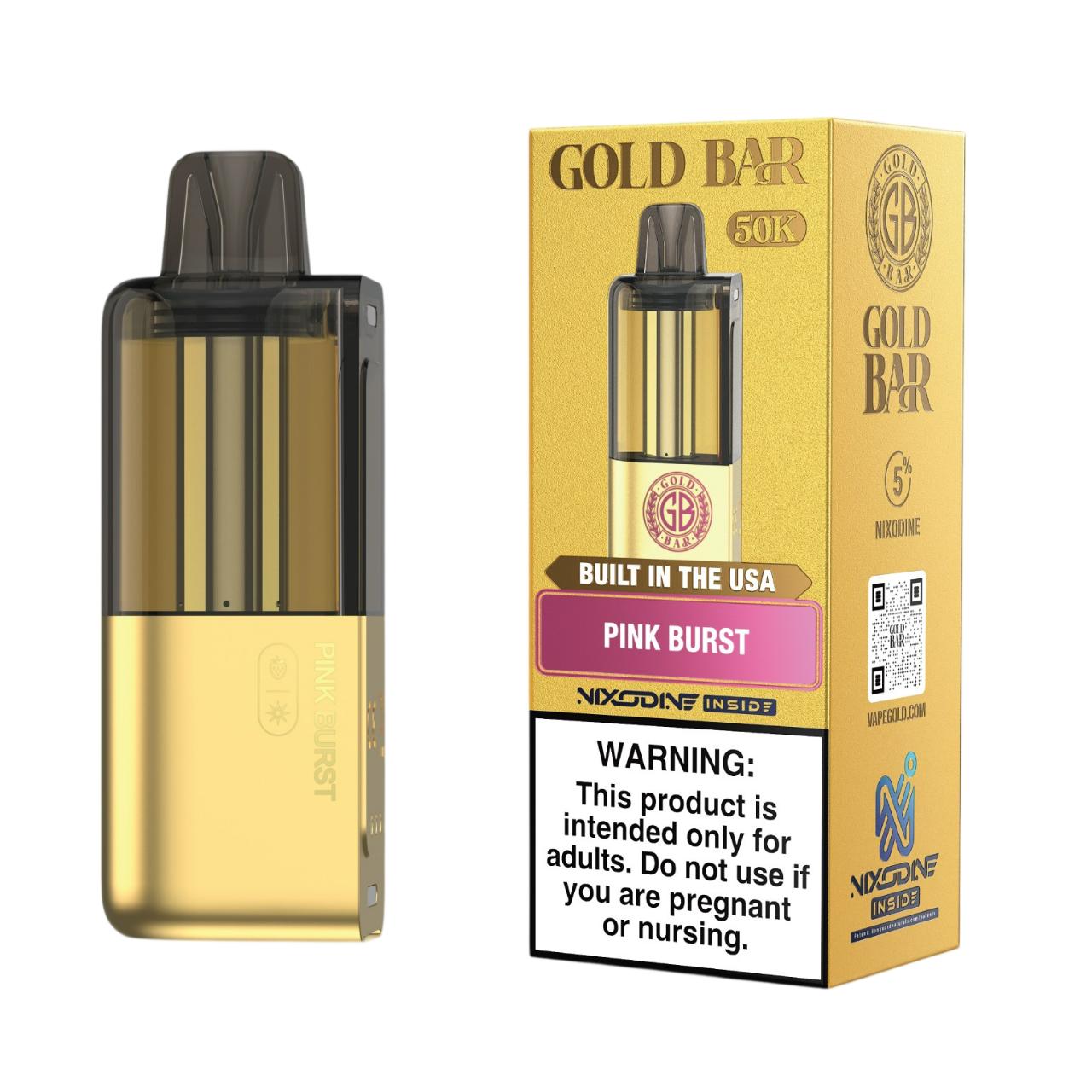 Gold Bar Max Nixodine 50K Puff Disposable Replacement Pod - 1PK Pink Burst