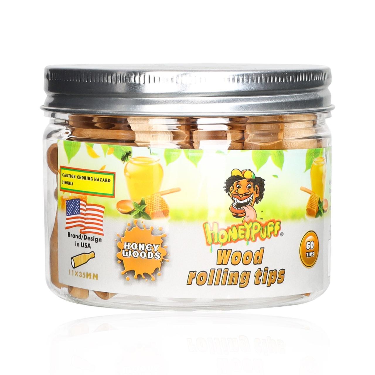 HONEYPUFF WOOD ROLLING TIPS JAR 60CT-Honey Woods HONEYPUFF WOOD ROLLING TIPS JAR 60CT-Honey Woods