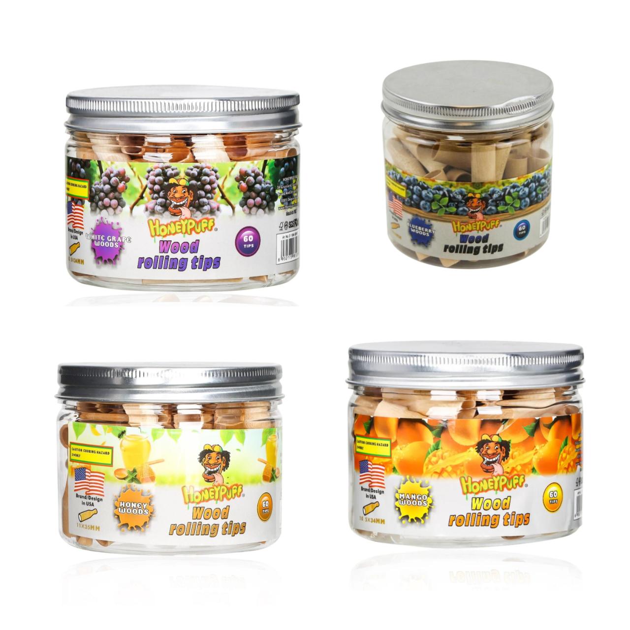 HONEYPUFF WOOD ROLLING TIPS JAR 60CT