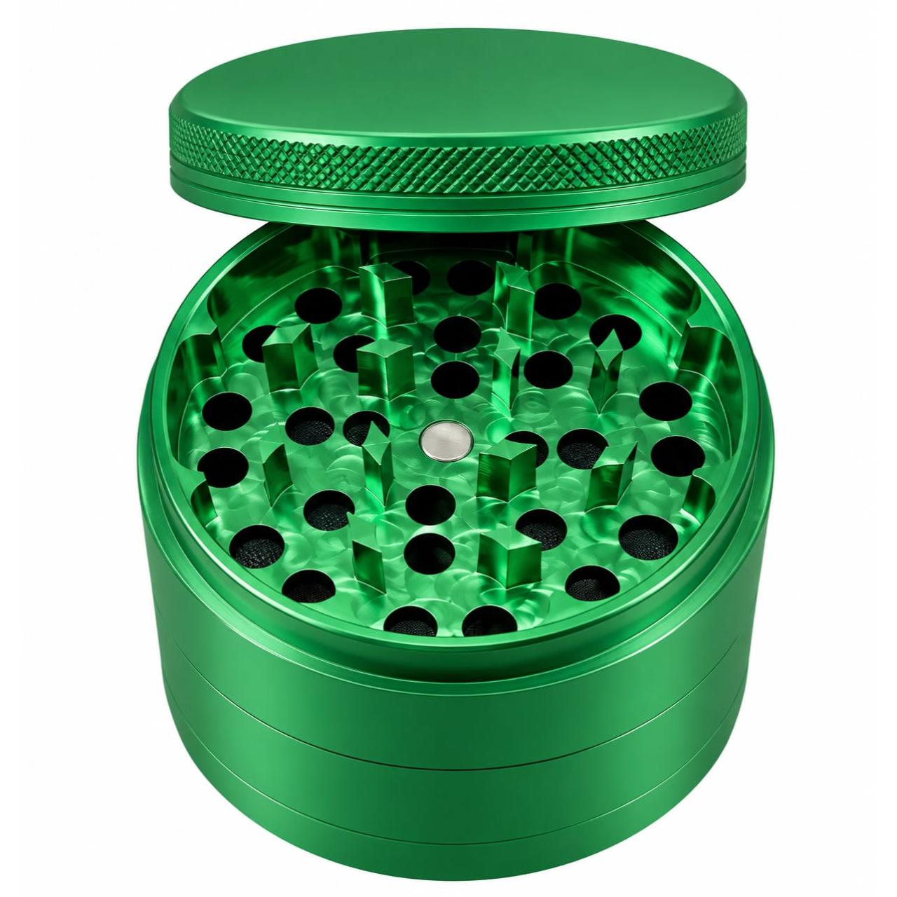 Human Grade 4 Piece Aluminum W Rubber Grinder Green Human Grade 4 Piece Aluminum W Rubber Grinder Green