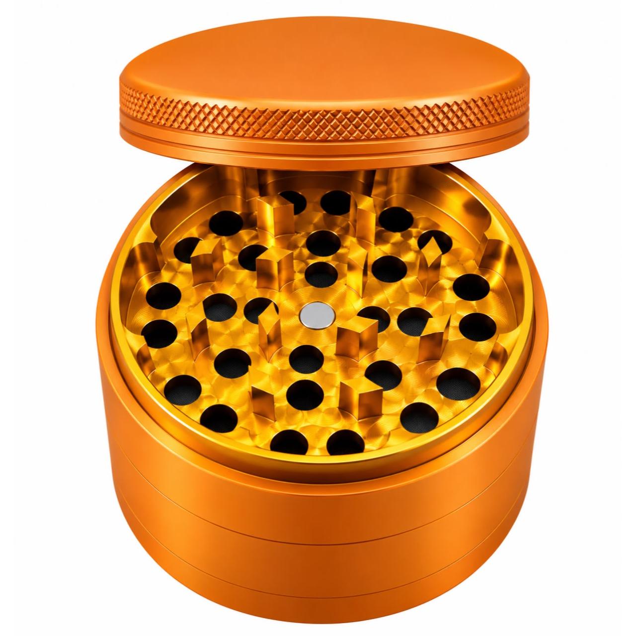 Human Grade 4 Piece Aluminum W Rubber Grinder Orange Human Grade 4 Piece Aluminum W Rubber Grinder Orange