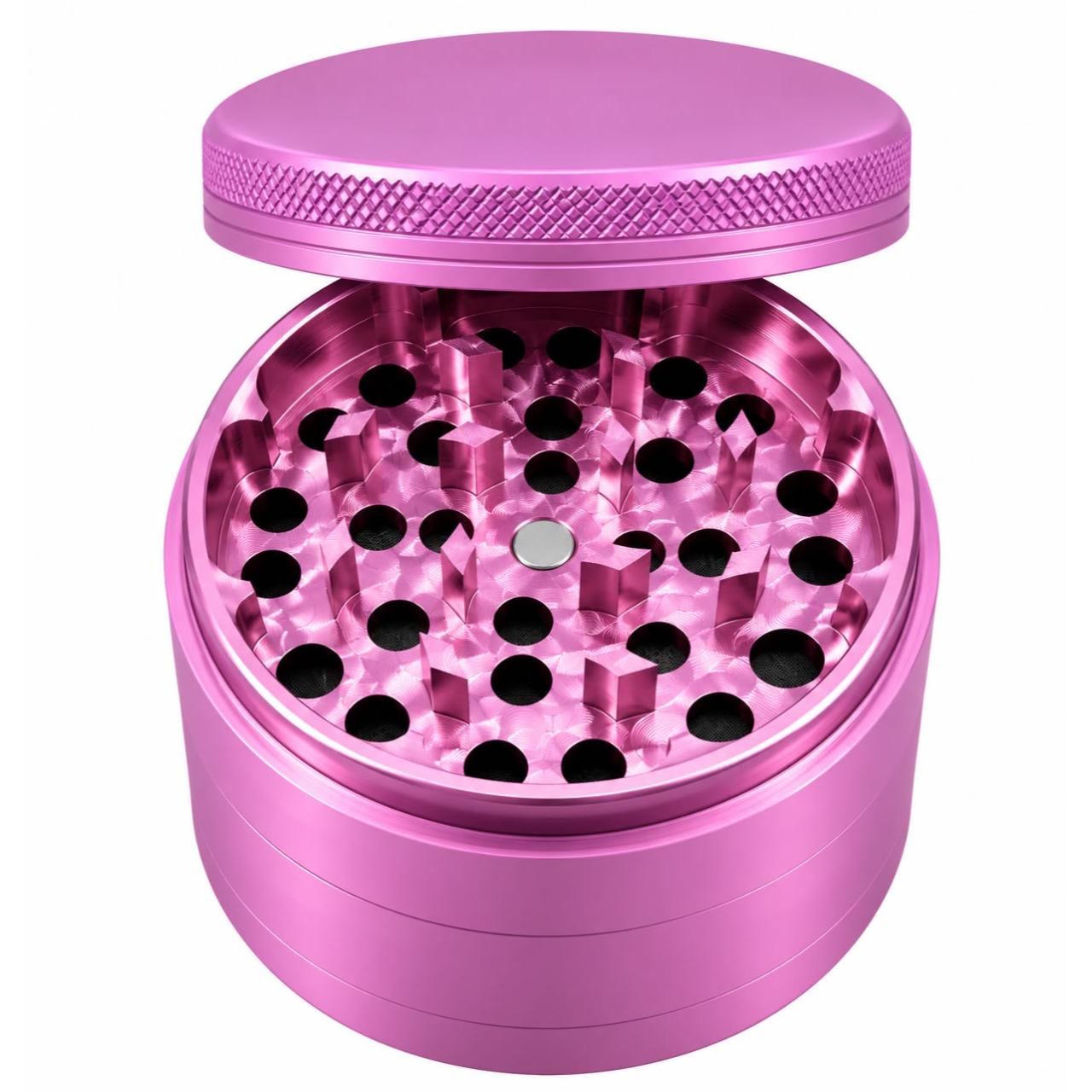 Human Grade 4 Piece Aluminum W Rubber Grinder Pink Human Grade 4 Piece Aluminum W Rubber Grinder Pink