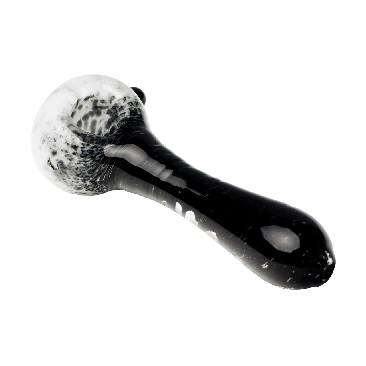 Human Grade IO Twist Hand Pipe-White Frit with Black Human Grade IO Twist Hand Pipe-White Frit with Black