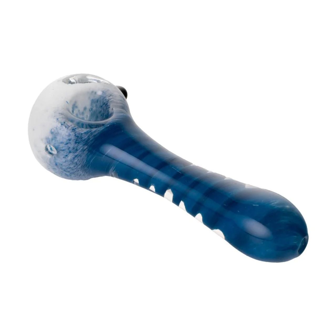 Human Grade IO Twist Hand Pipe-White Frit with Blue Human Grade IO Twist Hand Pipe-White Frit with Blue