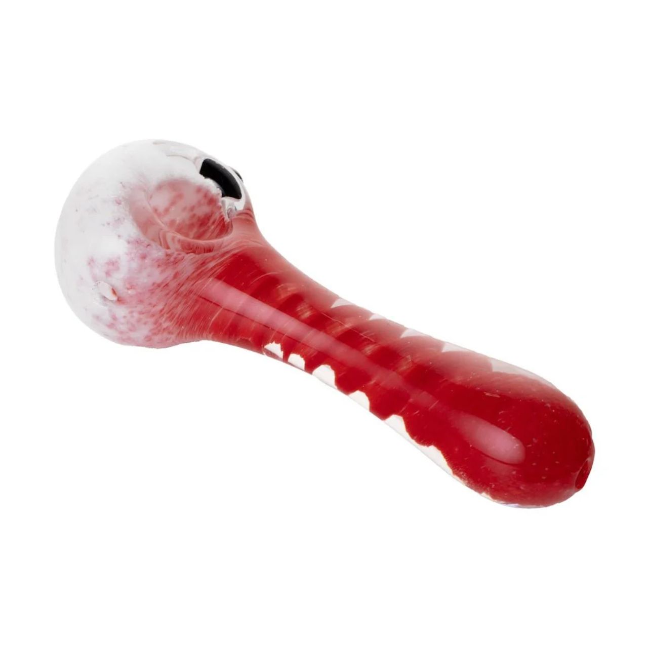 Human Grade IO Twist Hand Pipe-White Frit with Red Human Grade IO Twist Hand Pipe-White Frit with Red
