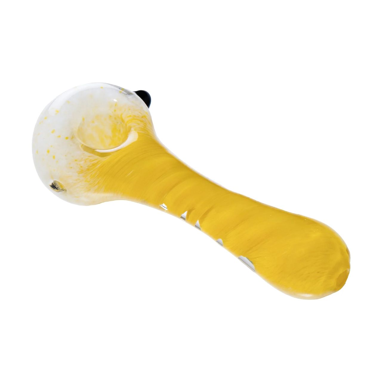 Human Grade IO Twist Hand Pipe-White Frit with Yellow Human Grade IO Twist Hand Pipe-White Frit with Yellow