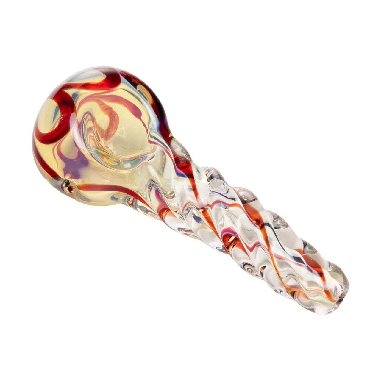 Human Grade Twist Spoon Pipe Model B-Clear Red Human Grade Twist Spoon Pipe Model B-Clear Red