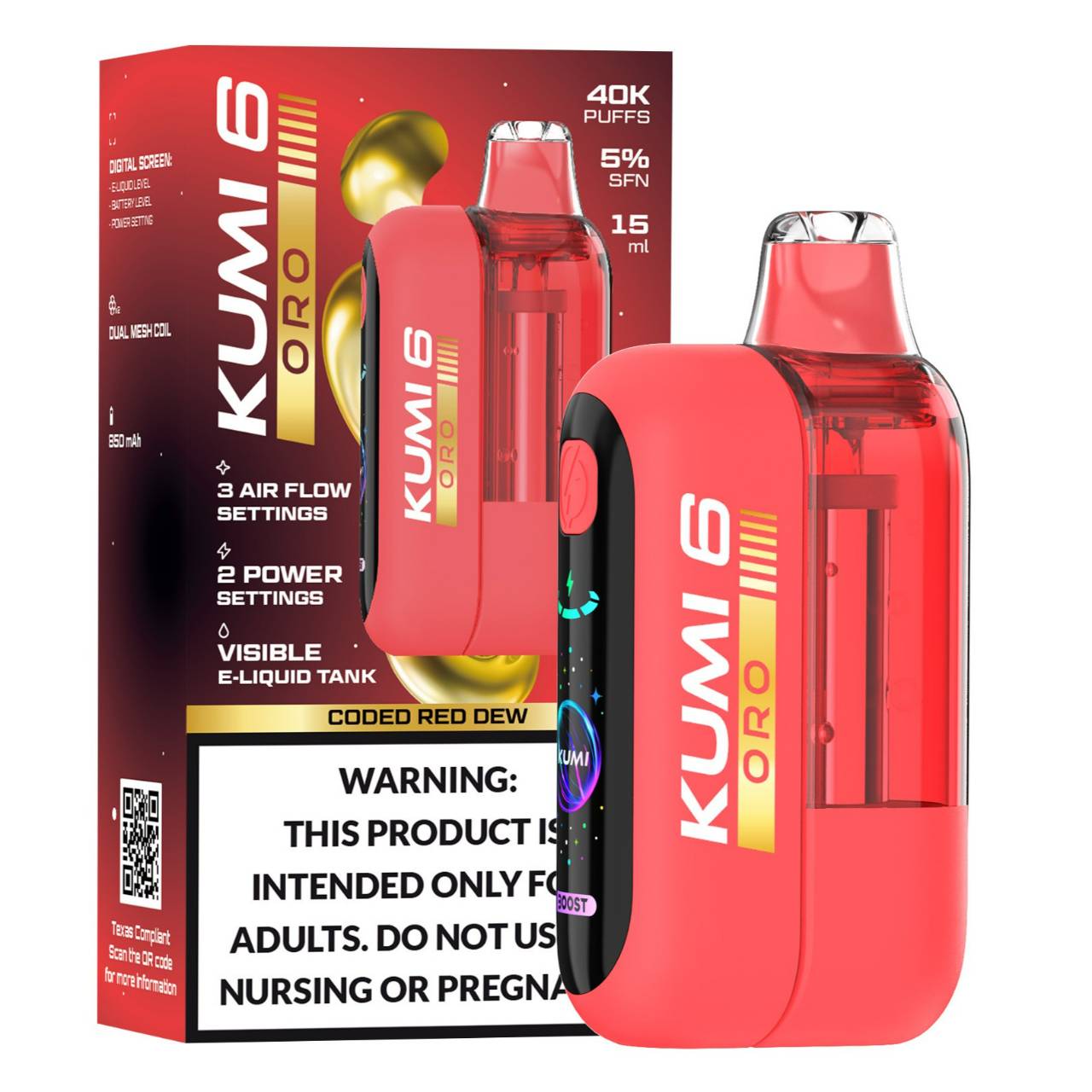 KUMI 6 Oro 40K Puff Disposable Coded Red Dew