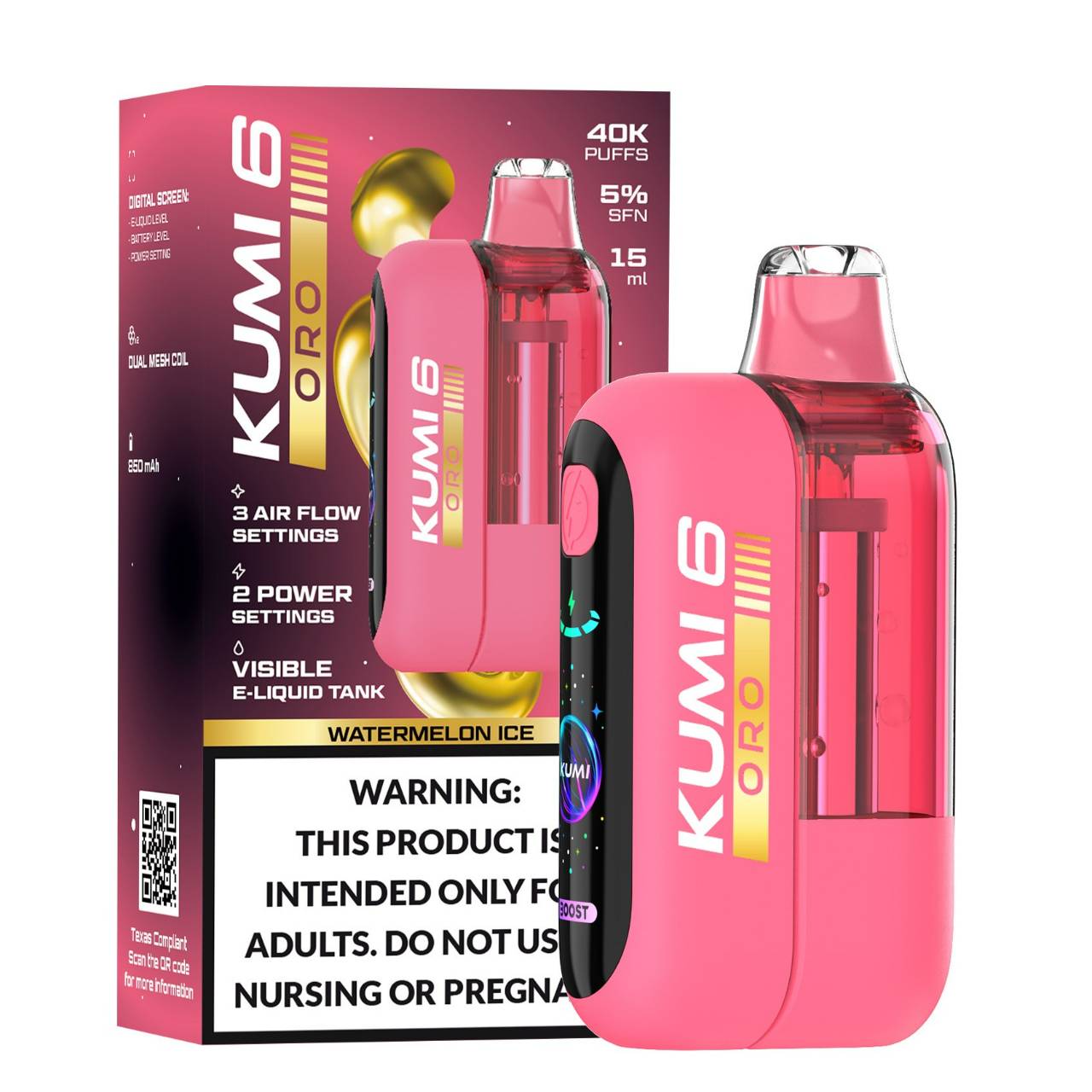 KUMI 6 Oro 40K Puff Disposable Watermelon Ice