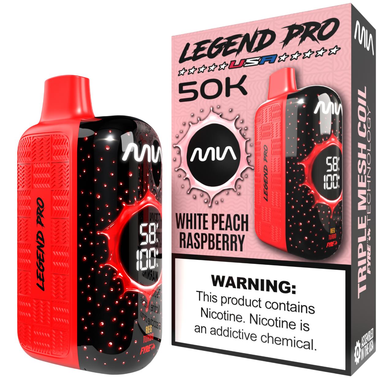 MIA Legend Pro 50K Puff Disposable WHITE PEACH RASPBERRY MIA Legend Pro 50K Puff Disposable WHITE PEACH RASPBERRY