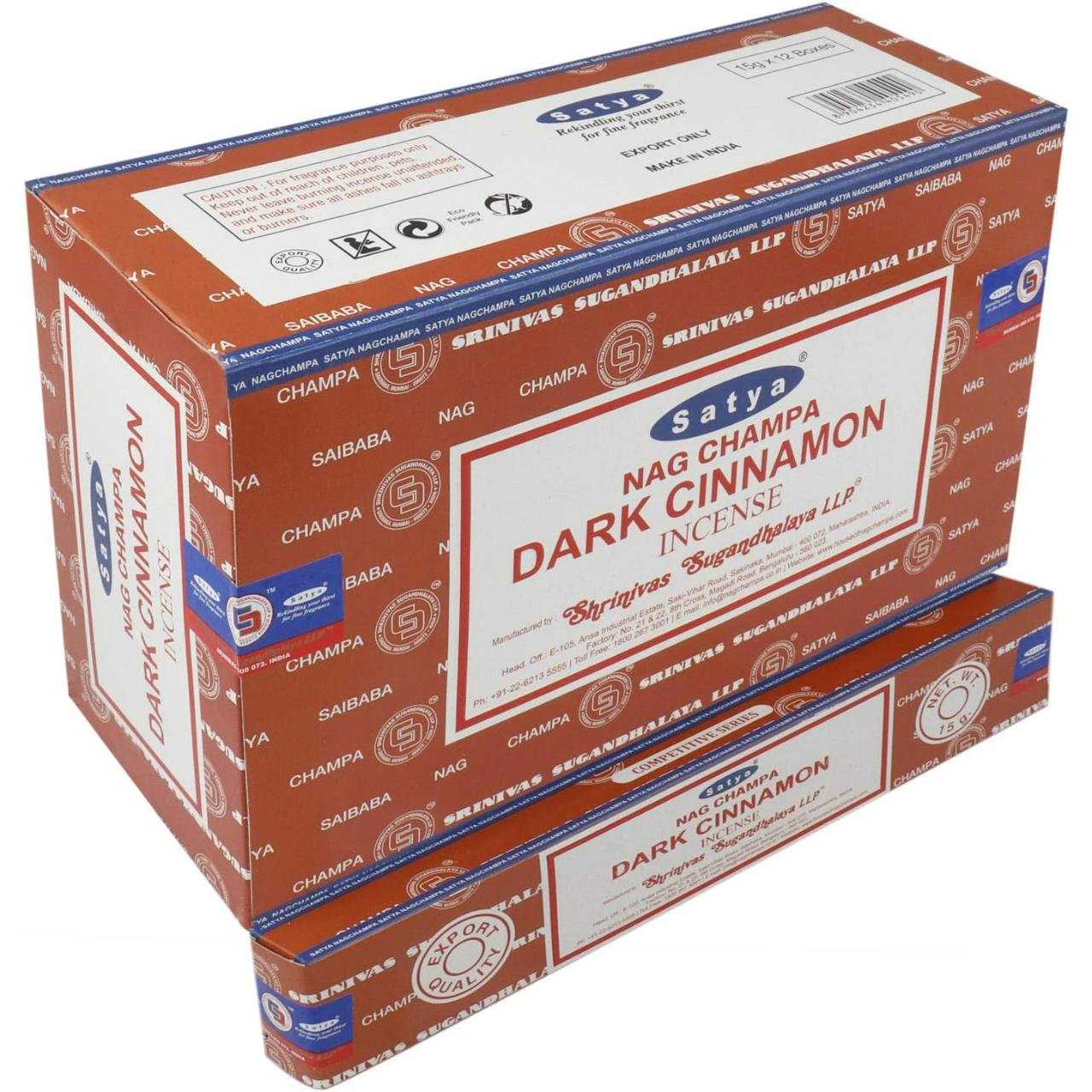 Satya Nag Champa Incense 15G X 12PK Dark Cinnamon