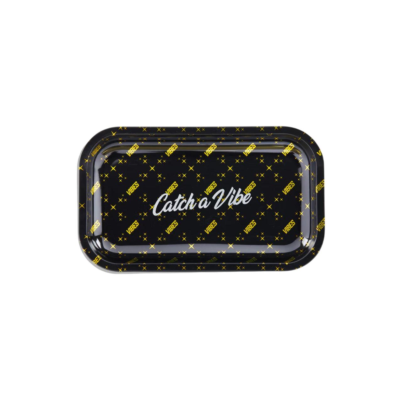 Vibes Catch A Vibe Rolling Tray Small Black Gold Vibes Catch A Vibe Rolling Tray Small Black Gold
