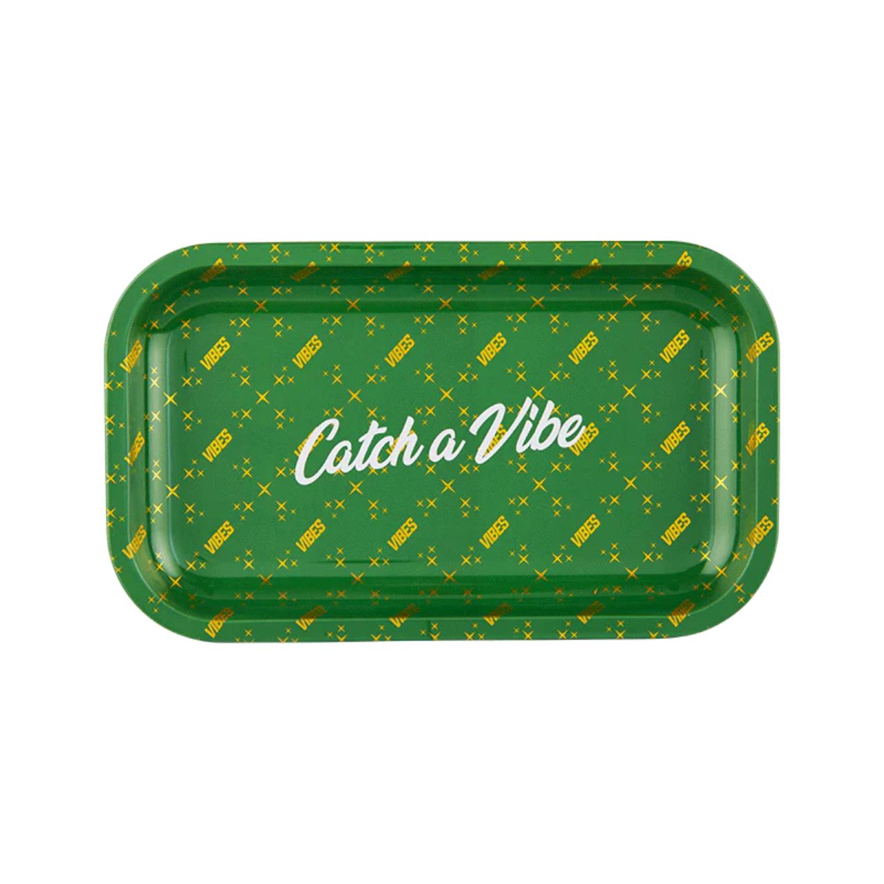 Vibes Catch A Vibe Rolling Tray Small Green Gold Vibes Catch A Vibe Rolling Tray Small Green Gold