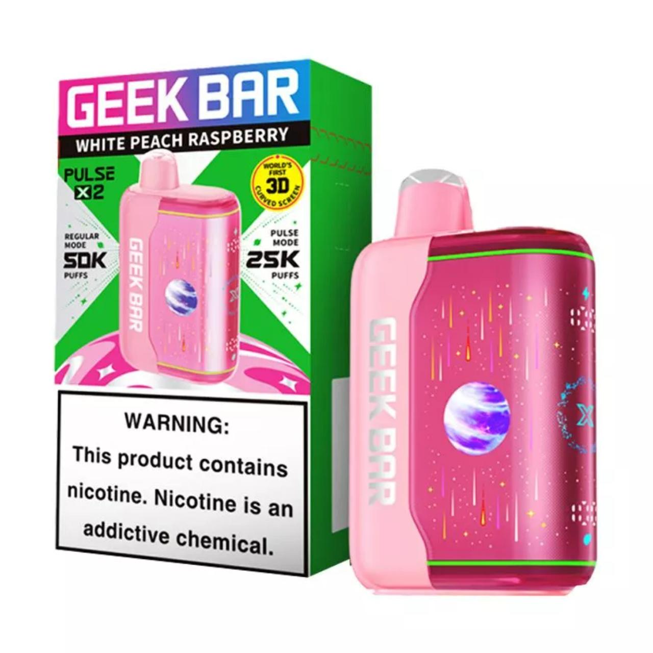 Geek Bar Pulse X2 50K Puff Disposable White Peach Raspberry Geek Bar Pulse X2 50K Puff